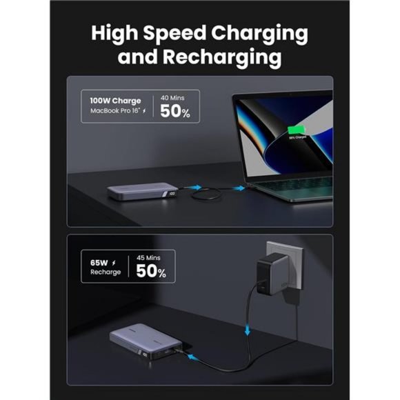 UGREEN 100W 20000mAh Power Bank Portable Charger USB C 3-Port PD3.0 Batt - Picture 7 of 7